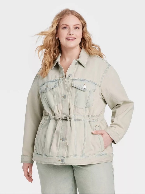 Universal Thread Jackets & Blazers - NWT Universal Thread Beige Drawstring Waist Denim Jacket